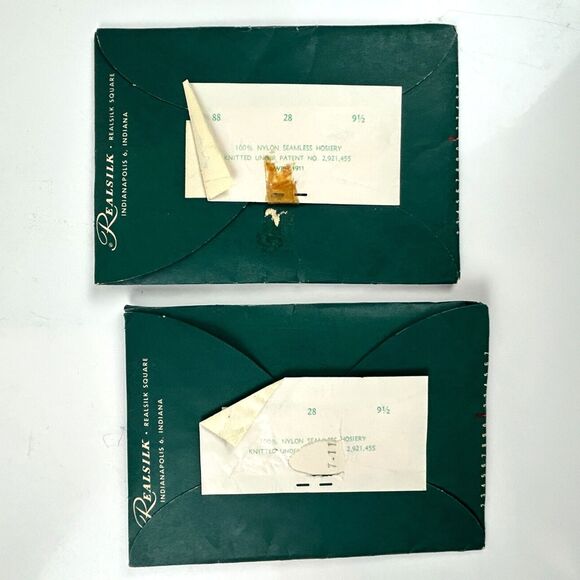 2 pair REALSILK Vintage Nylons Seamless Stockings size 9.5 - Picture 4 of 8